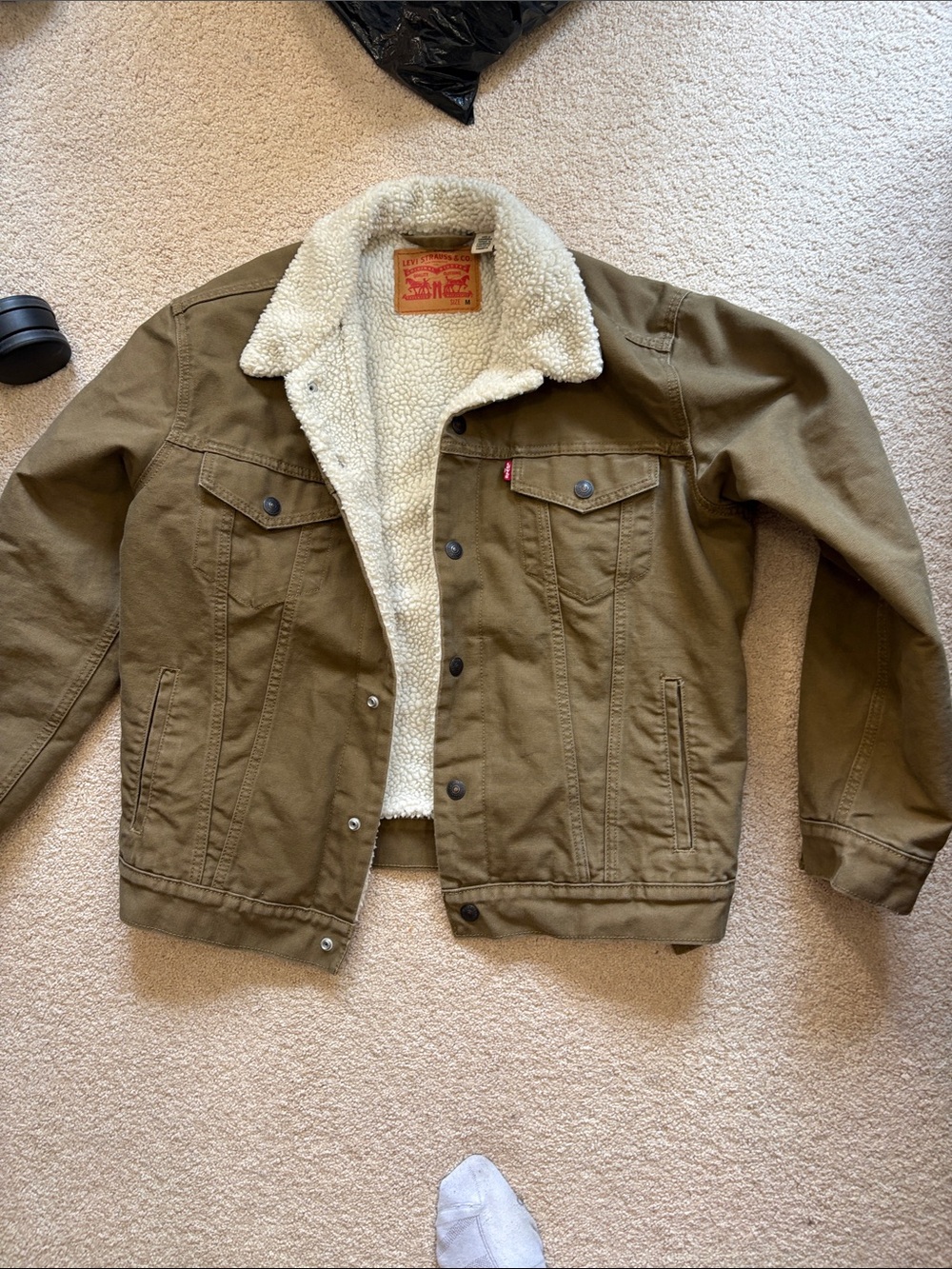 Levi's Olive Green khaki Sherpa-Lined Jean Jacket women’s medium